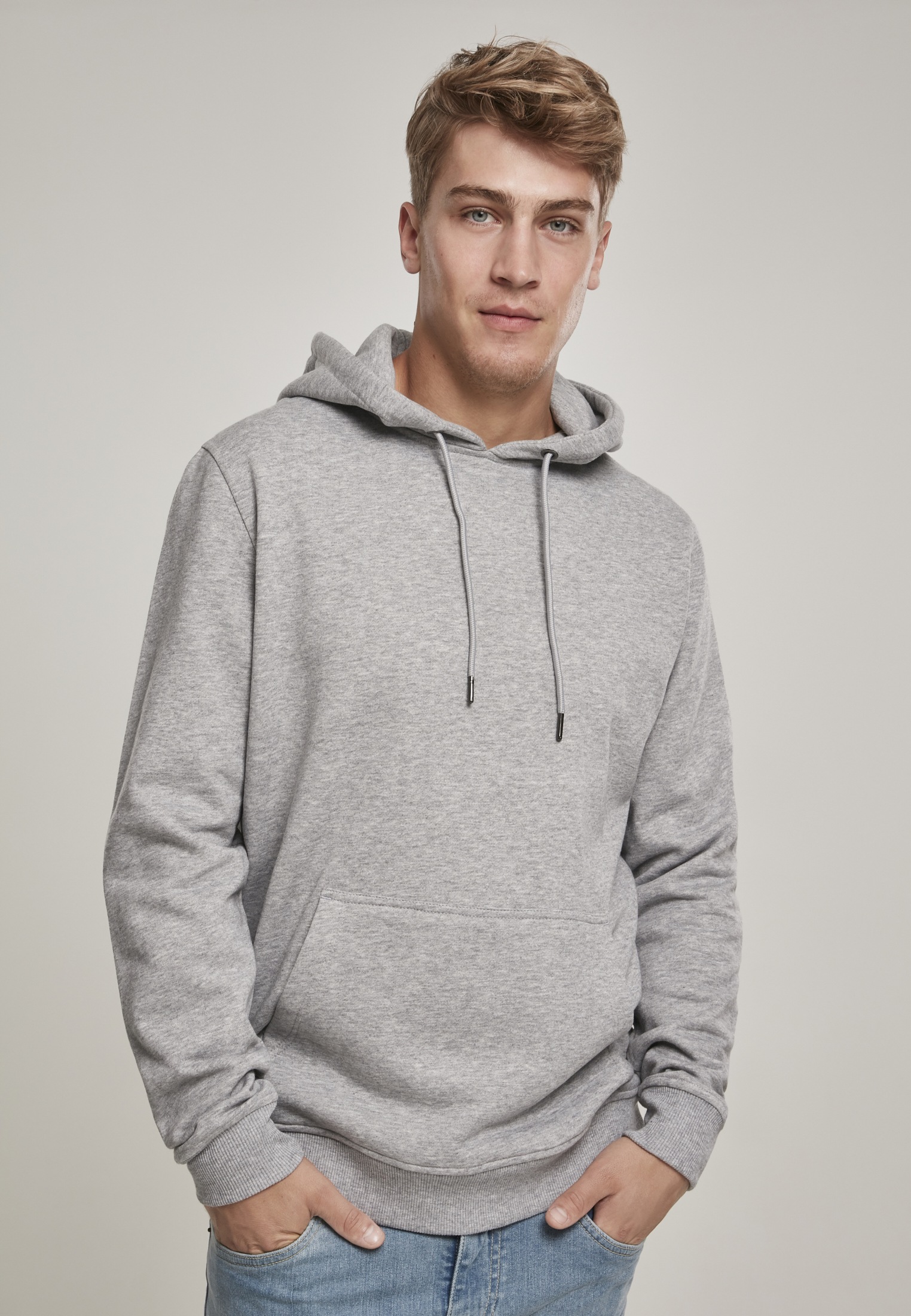 Sweatshirt URBAN CLASSICS "Urban Classics Herren Basic Sweat Hoody", Herren, Gr. S, grau, 63% Baumwolle, 37% Polyester, unifarben, Sweatshirts Image
