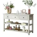 COOKCOK 47 Entryway Table Console Table with 3 Drawers Sofa Table Narrow Long with Storage Shelves for Living Room Couch Hallway Foyer Kitchen Counter White