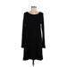 Lou & Grey Casual Dress - Shift Scoop Neck Long sleeves: Black Print Dresses - Women's Size Medium