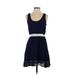 Lucca Couture Casual Dress - A-Line Scoop Neck Sleeveless: Blue Print Dresses - Women's Size Small