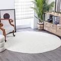 Surya Home Flauschiger Teppich Rund - Shaggy Teppich für Wohnzimmer, Schlafzimmer, Berber Abstrakter Langflor Hochflor Teppich Weiß flauschig - Teppich Rund 200cm Carpet in Weiß
