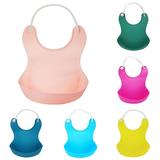 KangQi Baby Cute Solid Color Leak-Proof Silicone Drinking Eating Bib Feeding Apron