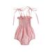 Qtinghua Newborn Baby Girl Clothes Romper Boho Floral Print Spaghetti Strap Bodysuit Headband Summer Outfits Pink 6-12 Months