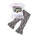 ZHAGHMIN Toddler Girl Jumpsuit Floral Dress Toddler Girls Short Sleeve Letter Printed Tassels T Shirt Tops Bell Bottoms Pants Kids Outfits Girl Outfit Baby 6 Month Baby Girl Outfit Outfits for Teen