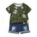 URMAGIC Baby Toddler Boy Clothes Short Sleeve T Shirt Top Ripped Jeans Shorts 2 Piece Outfits Little Boy Clothes Summer 18M-6T