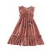 Girls Dress Casual Summer Scoop Neck Sleeveless Flowy Print Plain Sun Dresses For Girls