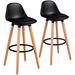 George Oliver Jiovonni Bar Stool Wood/Upholstered/Leather in Black | 36 H x 17 W x 16 D in | Wayfair 407CC259186941C4ADDD3CC796F665A6
