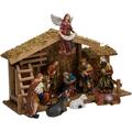 The Holiday Aisle® 12-Piece Wooden Stable Nativity Set Wood in Brown | 24.75 H x 10.38 W x 8.25 D in | Wayfair 1772587605B1410AAB9F83FC64A7CBEB