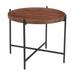 Contemporary Round Tray Top Accent or Side Table with Black Metal Legs