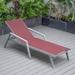 LeisureMod Marlin Patio Chaise Lounge Chair With Arms Aluminum Frame