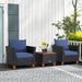 Costway 3PCS Patio Rattan Furniture Set Cushioned Sofa Storage Table