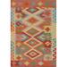 Reversible Kilim Oriental Accent Rug Hand-Woven Wool Carpet - 3'6"x 5'2"