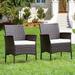 2pcs Rattan Armrest Dining Chair Upholstered Sofa Furniture