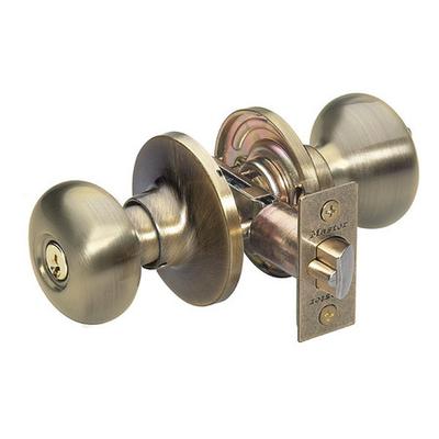 MASTER LOCK BC0105KA Knob Lockset,Biscuit Style,Antique Brass