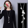 Naierhg Necklace Faux Pearl Tassel Leaves Pendant Exquisite Accessories Sweater Chain Jewelry Gift for Women