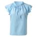 iOPQO Long Sleeve Shirts For Women Women Sleeveless Summer Tops Ruffles V Neck Loose Fit Work Shirts Casual Blouse Women Shirts Light Blue Xl