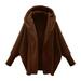 Wendunide 2024 Clearance Sales Coats for Women Women Hooded Sweatershirt Coat Winter Warm Wool Coat Cotton Coat Outwear Womens Jackets Coffee XXL