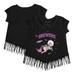 Girls Toddler Tiny Turnip Black Milwaukee Brewers Space Unicorn Fringe T-Shirt