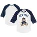 Infant Tiny Turnip White/Navy New York Yankees Teddy Boy Raglan 3/4 Sleeve T-Shirt