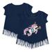 Girls Toddler Tiny Turnip Navy Tampa Bay Rays Unicorn Fringe T-Shirt