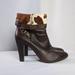 Nine West Shoes | Nine West Leather Calf Hair Nwannah Booties Sz 9.5 | Color: Brown/Tan | Size: 9.5