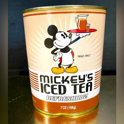 Disney Accents | Disney World & Disneyland Vintage Mickey’s Ice Tea Collectible Oval Shaped Can | Color: Brown/Cream | Size: 7oz