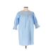 Zara Casual Dress - Shift Crew Neck 3/4 sleeves: Blue Print Dresses - Women's Size Small