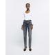River Island Womens Grey High Waisted Faded Straight Leg Jeans
