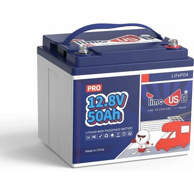 Timeusb - 12V50Ah Pro LiFePO4 Akku Lithium Batterie mit 4000+ Mal Tiefzyklen und bms Schutz für