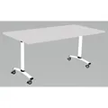 Table mobile rabattable - L.160 x P.80 cm - Plateau Gris - Pieds Blanc