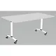 Table mobile rabattable - L.160 x P.80 cm - Plateau Gris - Pieds Blanc