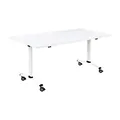 Table mobile rabattable - L.160 x P.80 cm - Plateau Blanc - Pieds Blanc