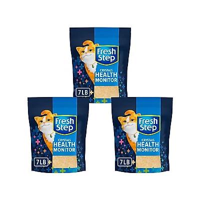 Fresh Step Crystals Health Monitor Unscented Cat Litter, 7-lb bag, bundle of 3
