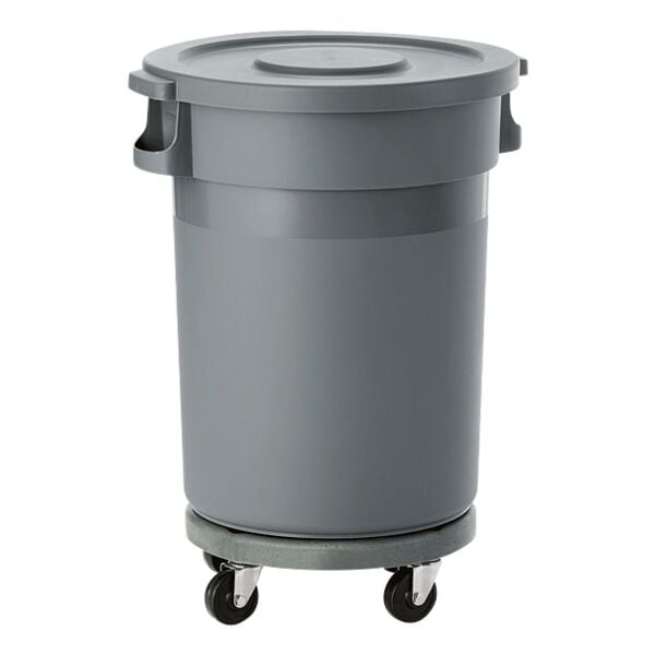 WAS Abfallbehälter mit Transporttrolley 80 Liter Ø 41 cm grün Image