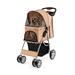 Costway Foldable 4-Wheel Pet Stroller with Storage Basket-Beige