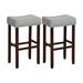 Costway 2 Set of 29 Inch Height Upholstered Bar Stool with Solid Rubber Wood Legs and Footrest-Gray