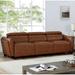 Dayn Mid-Century Modern Brown Faux Leather Adjustable Headrests Sofa by Furniture of America