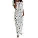 iOPQO Womens Pajamas Satin Pajama Set Womens Daily Short Sleeve Print Casual Inclined Shoulder Maxi Sleep Dress Women s Lingerie Sleep & Lounge Night Gowns White XL