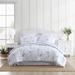 Laura Ashley Belinda Cotton Reversible 3 Piece Comforter Set Polyester/Polyfill/Cotton in Blue/White | King Comforter + 2 King Shams | Wayfair