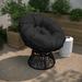 Latitude Run® Tarquin Swivel Patio Papasan Chair w/ Cushion Wicker/Rattan in Black | Wayfair 689AE2E457554987BF42ED2F8CEE4BD8