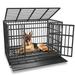 Boldbone 48/38 inch Heavy Duty Indestructible Dog Crate Cage Kennel for Large Dogs High Anxiety Dog Crate with Removable Crate Trays Wheels and Double Door Extra Large XL XXL Escape Proof Dog Crate