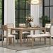 Classic and Traditional Style 6 - Piece Dining Set Includes Dining Table 4 Upholstered Chairs & Bench (Natural Wood Wash)