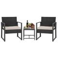 3 Piece Patio Furniture Sets Wicker Patio Chairs Rattan Outdoor Bistro Set Outdoor Furniture for Backyard Porch Poolside Lawn Grey Cushion