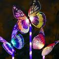 Garden Solar Lights Outdoor Solar Stake Lights Multi-Color Changing LED Butterfly Garden Decor Fiber Optic Butterfly Decorative Lights with a Purple LED Light Stake for Garden Patio