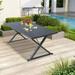 Iwicker 68 x 35 Outdoor Metal Rectangular Dining Table with Umbrella Hole for 6-Person Black