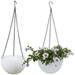 Hanging Planter Basket 2 PCS Resin Rattan Set Round Hanging Planter Baskets Garden Flower Plant Hanger