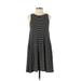 Ann Taylor LOFT Casual Dress - A-Line: Black Stripes Dresses - Women's Size X-Small