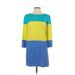 Maeve Casual Dress - Shift Crew Neck 3/4 sleeves: Blue Color Block Dresses - Women's Size 2