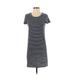 Gap Outlet Casual Dress - Shift Crew Neck Short sleeves: Blue Print Dresses - Women's Size X-Small