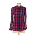 Gap Long Sleeve Button Down Shirt: Blue Plaid Tops - Women's Size Medium